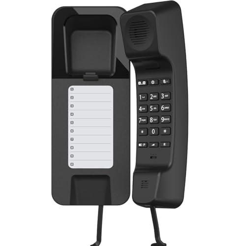 Gigaset DESK 200 - Telefono a Filo Compatto da tavolo o parete - Selezione DTMF o a Impulsi Regolabile, Nero [Versione Italiana]