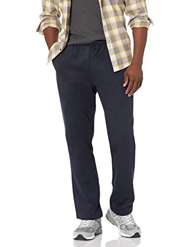 Amazon Essentials Pantaloni Sportivi in Pile con Fondo Aperto (Disponibili in Taglie Extra Forti) Uomo, Blu Marino, L