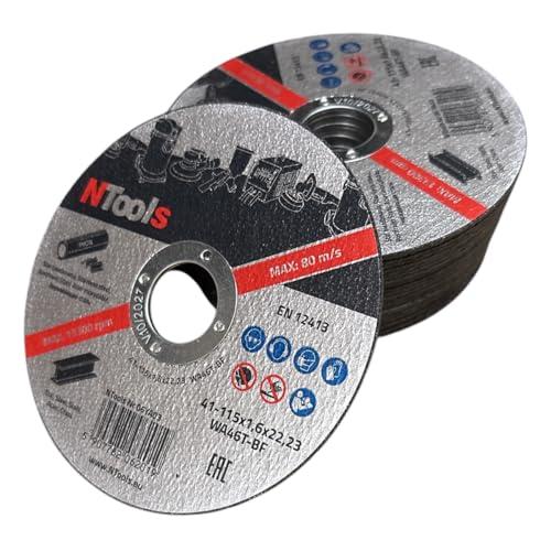 NTools SDC – Dischi da taglio 115 x 1,6 x 22,23 mm, 25 pezzi | Dischi da taglio 115 per ferro, sottili e resistenti, ideali per il taglio di metallo, acciaio e acciaio inossidabile (Inox)