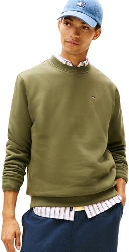 Tommy Jeans Tjm Reg S Flag Crew Ext Dm0Dm20741 Felpa Pullover, Green (Dark Greenery), L Adulto
