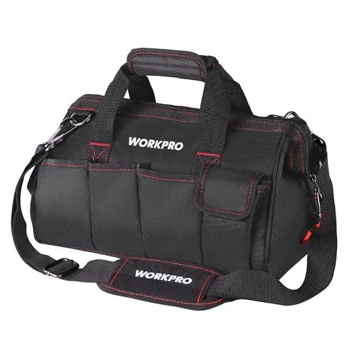 Workpro W081021 Borsa porta utensili per attrezzi ad apertura larga con base anti-umidità, 14’’