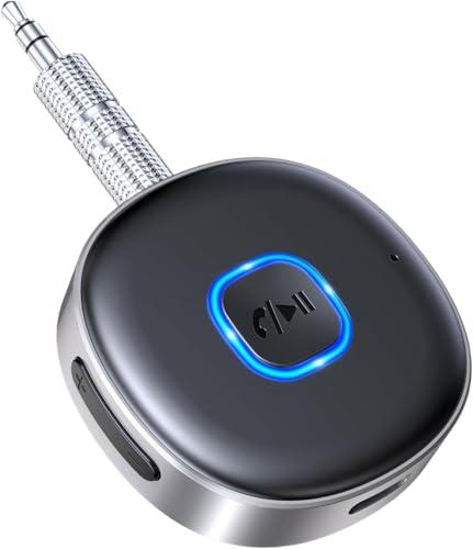 Mohard Ricevitore Bluetooth 5.3, Mini Aux Bluetooth Auto per Stereo/Cuffie Cablate/Altoparlante, Jack 3.5 mm Adattatore Amplificatori, 16 Ore di Riproduzione, Chiamate in Vivavoce, Connessione Doppia