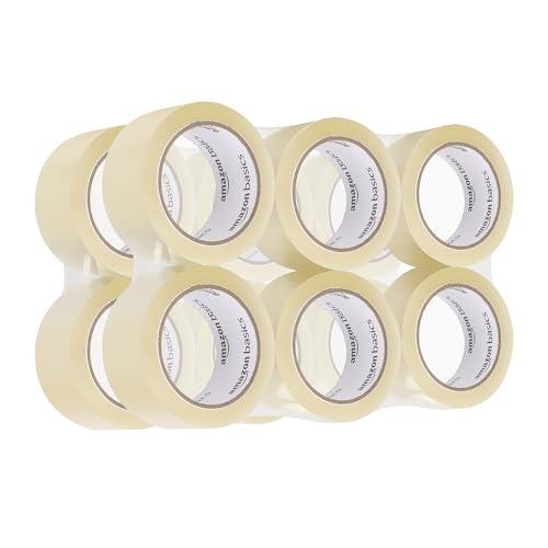 Amazon Basics Nastro da imballaggio, da 4.8 cm x 66 m, spessore di 0.04 mm (12 rotoli), trasparente