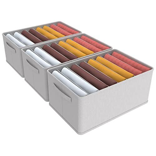 3 Pezzi Organizer Armadio Cassettiera per Jeans Organizer per cassetti impilabile e robusto Contenitori per armadio salvaspazio più spessi Scatole Portaoggetti con 8 Scomparti per Jeans, Maglione