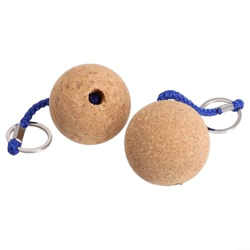 Evenoonest Galleggiante portachiavi a sfera in sughero, 50 mm, portachiavi galleggiante in EVA con corda resistente, per chiavi di sicurezza per kayak, canoa, barca a vela, confezione da 2 (blu)