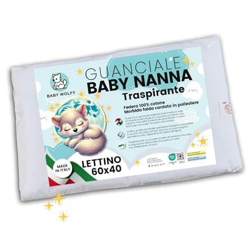 BABY WOLFY-Cuscino Lettino Bambino 40x60cm certificato OEKO-TEX® 1 2 3 4 anni 100% Cotone Antiacaro Anallergico Traspirante Morbido per Letto Culla Passeggino Asilo Nido Made in Italy