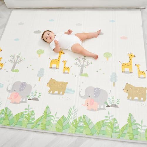Tappeto Gioco Bambini Pieghevole 180x200x1.5cm Palestrina Neonato Montessori Reversibile Non Tossico E Impermeabile In Schiuma Per Bimbi. Palestra Neonati - Tappeto Tummy Time Neonati - Regalo Bambino