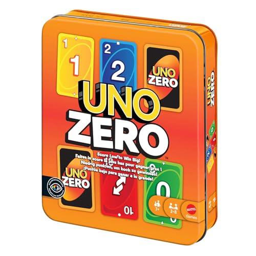 Mattel Games - UNO Zero, Nuova Versione dell'iconico Gioco in Scatola Colorata, Arriva a Zero e Vinci, Blocco segnapunti Incluso, 2-8 Giocatori, Giocattolo per Bambini, 7+ Anni, JLK16