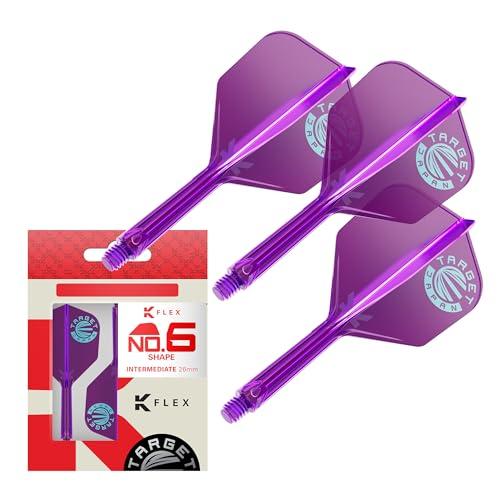 Target Japan Sistema di Alette e Aste K Flex Dart, No.6 | Confezione da 3 Accessori per Freccette Kflex all in One Flight, Edizione Limitata Viola | Asta per Freccette K-Flex - Intermedio (26mm)