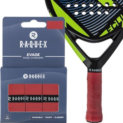 Raquex Nastro overgrip per Racchette da Padel Evade, Rosso, Confezione da 3 Nastri overgrip, Spessore 0,65 mm, Assorbente, Leggermente appiccicoso e Antiscivolo per Racchette da Padel o Pickleball