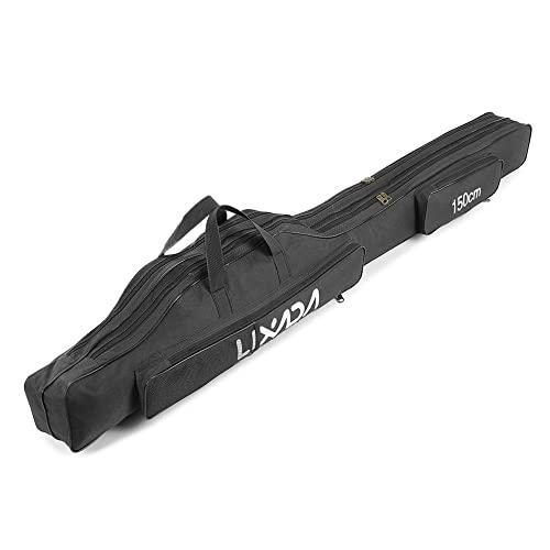 Lixada - Borsone per canne da pesca, pieghevole, 100 cm/130 cm/150 cm, Nero , Schwarz-150cm