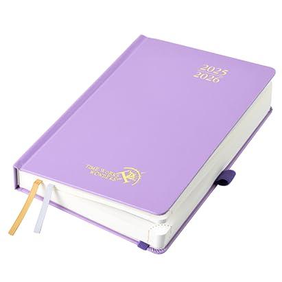 POPRUN Agenda 2025 2026 Giornaliera A5, Daily Planner 21,5 x 14,5 cm 12 Mesi da Ago.2025 a Lug.2026, 1 Giorno 1 Pagina da Lun a Dom con Schede Mensili, Carta Spessa da 80 GSM, Viola Chiaro