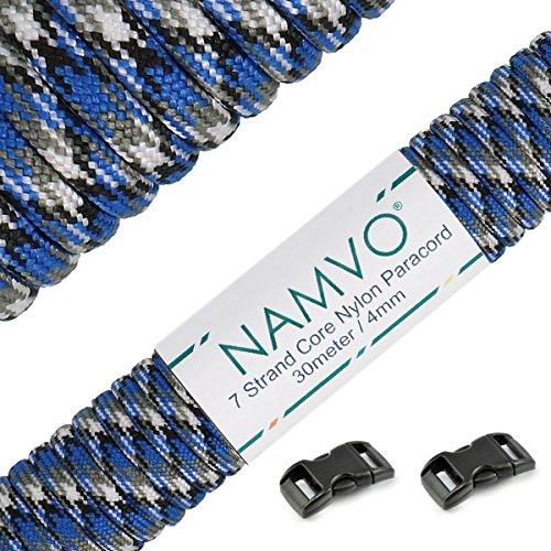 Namvo 550 Paracord Mil Spec Tipo III Cavo a 7 Corde a Paracadute Lunghezza Totale 100ft / 30 Metri, Blue Camo