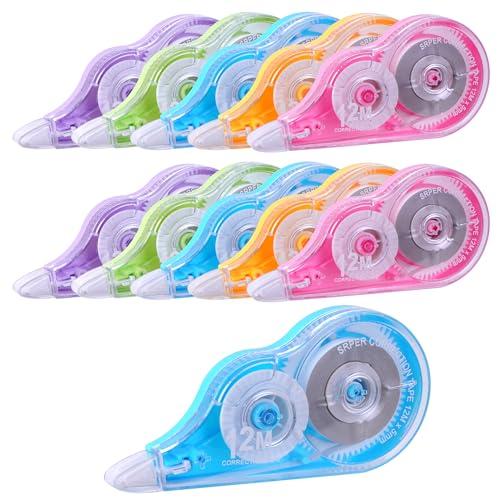 Jewan Bianchetto a Nastro,10 Pezzi Correttore a Nastro,12m x 5 mm Cancellina Nastro,Correction Tape con Cappuccio Protettivo per Bambini Studenti Ufficio Scuola Casa