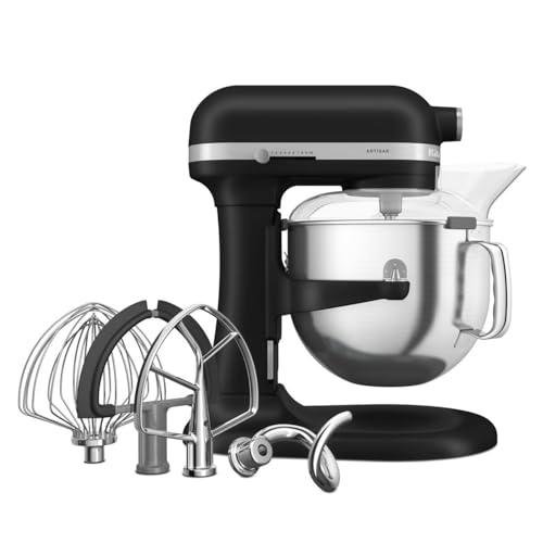 KitchenAid Robot da Cucina - Artisan - Robot da cucina multifunzione con ciotola sollevabile - Con 5 accessori in acciaio inox - 6,6L - Nero opaco