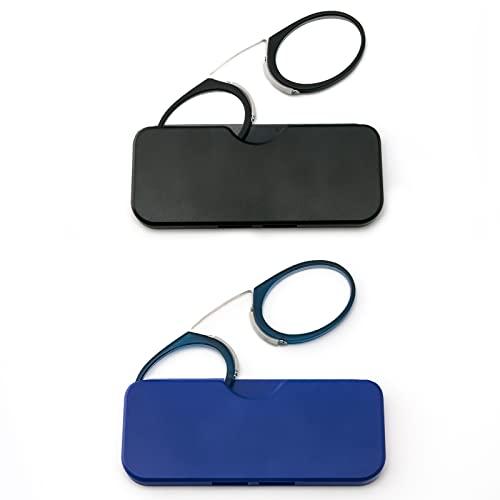 Kodilin Occhiali da Lettura 2.0 Mini Lettore di Naso a Clip per Uomini e Donne, Occhiali da Lettura Flessibili Portatili Antiscivolo Nero + blu