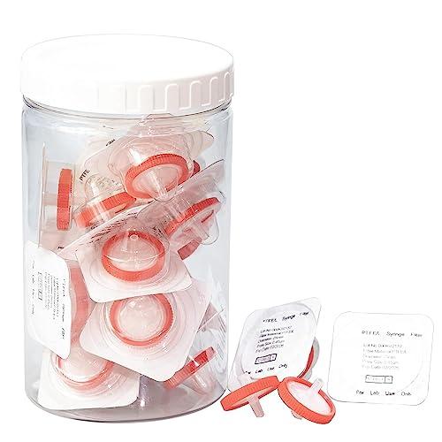 20 pezzi Filtri per Siringa Membrana Idrofila Sterile in PTFE con Diametro di 25 mm e Dimensione dei Pori di 0,45um, Filtri ad ago per HPLC e GC, Filtrazione di Laboratorio