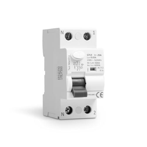 Interruttore Magnetotermico Differenziale 25A Salvavita 2P 30mA, Protezione Perdite Corrente, Ideale Residenze e Industrie, 240V Montaggio Guida DIN 35 mm