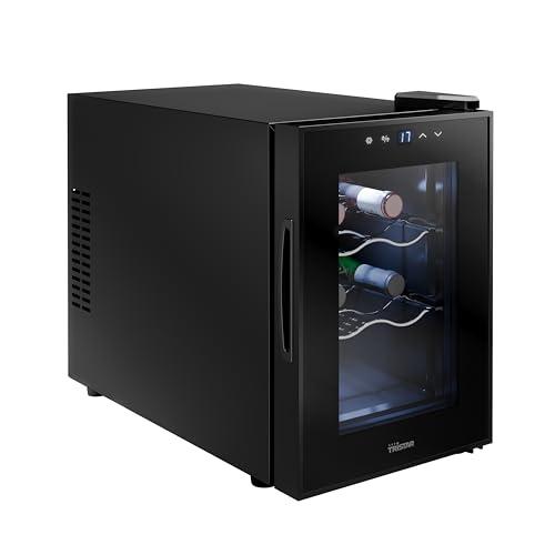 Tristar Cantinetta termoelettrica Grand Saignée, Fino a 6 bottiglie, Silenziosa e stabile, Porta in vetro, 3 livelli, Touch screen a LED, Illuminazione interna, WR-7506