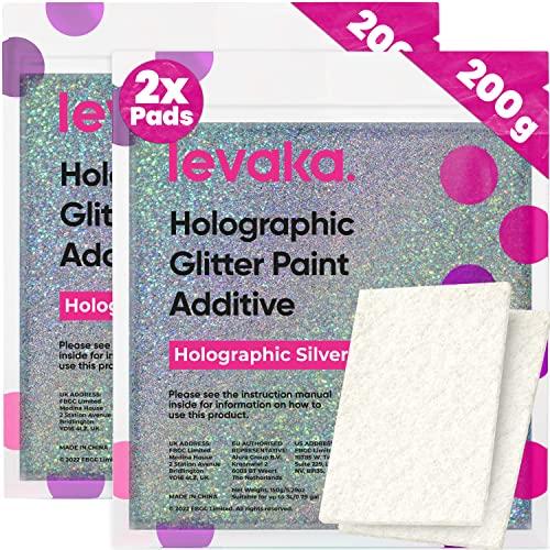 Levaka Glitter per Pittura da 400 Grammi – Additivo Brillantini Decorazioni Glitter Olografico – Con 2 Pad Lucidanti Inclusi – Da Aggiungere a Qualsiasi Pittura per Esterni ed Interni a Emulsione