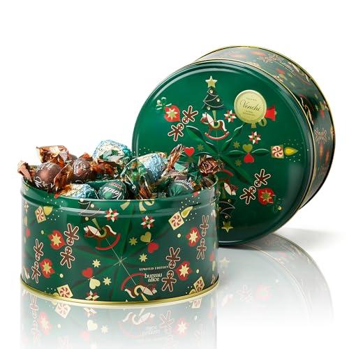 Venchi, Latta di Natale Grande con Cioccolatini Chocoviar Stracciatella, con Nibs di Cacao e Panna, Edizione Limitata, 400 Gr, Senza Glutine, Senza Coloranti e Conservanti, Idea Regalo Natale