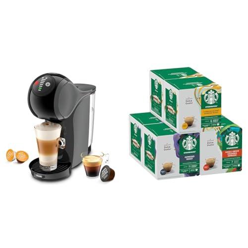 NESCAFÉ Dolce Gusto Genio S Macchina da caffè automatica a capsule, Antracite, Kit Iniziale, Con 6 confezioni assortite di capsule STARBUCKS by NESCAFÉ Dolce Gusto
