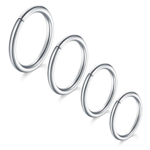 4 Pezzi Acciaio Chirurgico 16G Sottile Anello del Piercing del Naso dell'Insieme, Anello del Clicker del Setto, Gioielli del Piercing del Naso dell'Orecchio del Labbro 8/10/12MM