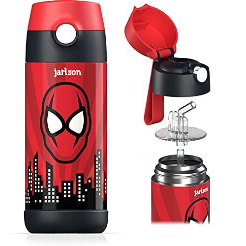 JARLSON® Borraccia Bambini Acciaio Inox, Bottiglia Termica, Senza BPA, Bottiglia Acqua con Cannuccia, Termos 350 ml