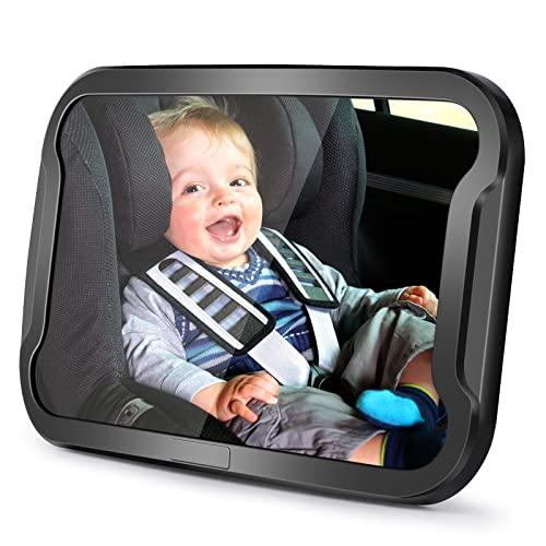 Vinabo Specchietto Retrovisore Bambini, Specchietto Auto Bambini Infrangibile, Specchio per Auto per Bambini con Rotazione Regolabile a 360°, Essenziale per la Sicurezza per i Nuovi Genitori