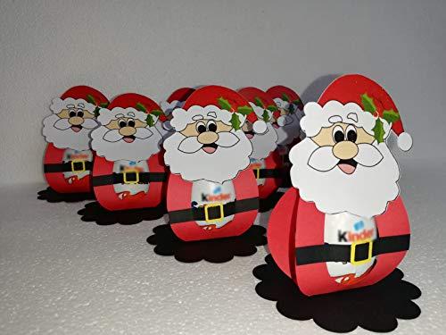 Porta Ovetto Kinder con Babbo Natale in cartoncino HandMade 12,5cm in confezione da 10pz (non include l'uovo)