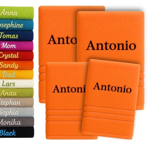 Asciugamano da bagno e asciugamano personalizzati da 4 pezzi con nome splendidamente ricamato Asciugamano personalizzato Confezione da 2x(140x70cm) + 2x(100x50cm)