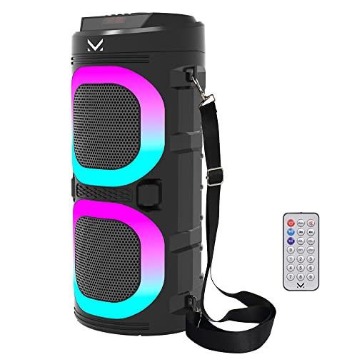 Majestic FIRE 9 – Speaker bluetooth, 3 effetti luci LED, ingressi USB/microSD/AUX-IN/MIC, Batteria ricaricabile, funzione TWS, telecomando, Impugnatura e tracolla per il trasporto