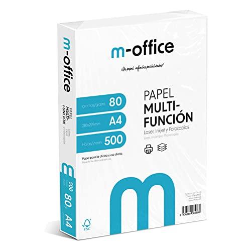 Confezione di fogli A4 80 g, confezione da 500 fogli, carta multifunzione per stampante inkjet e laser, fogli A4 210 x 297 mm, ideali per l'ufficio e la casa · m-office (500 fogli, 1 pacchetto)