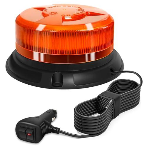 AnTom Luce LED stroboscopica lampeggiante,12V-24V LED lampeggiante led 9 Modalità Luce LED Stroboscopica Impermeabile con 3m Cavo Alimentazione Base Magnetica Lampeggiante Auto per Camion Trattore