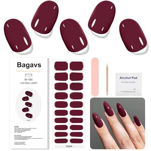 Bagavs Unghie Gel Adesive UV 20 PCS Smalto Adesivo per Unghie Strisce Gel UV (Burgundy)