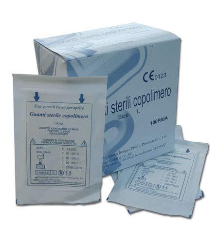 5 PAIA GUANTI STERILI MONOUSO CHIRURGICI MEDICI uso clinico - tg L