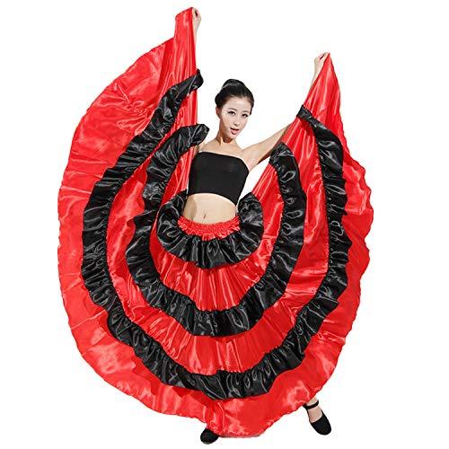 LOLANTA Costume da Sala da Ballo di Flamenco con Gonna Taurina Spagnola Rossa E Nera, Rosso, 180