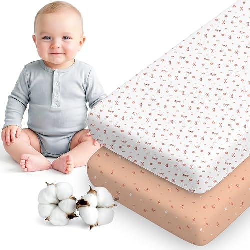 Dreamzie Set 2 Lenzuola Lettino Neonato 60x120 Cotone - Lenzuolo Con Angoli, Oeko-Tex Certificato - Lenzuola Culla Lettino 60x120 - Libellule Rosa/Bianco