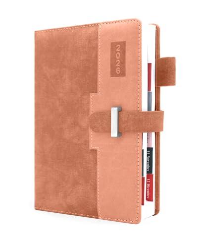 HW CASA Agenda Giornaliera 2026 A5（Gen.-Dic.2026）- con Festività Multilingue (DE/IT/ES/EN/FR), Chiusura con Elastico PU+CARTA, Riepilogo Mensile | Gennaio-Dicembre
