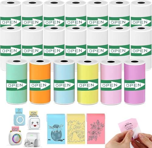 20 Rotoli Carta per Stampante Termica, Carta per Mini Stampante Adesivi, Stampa Istantanea Carta Termica, Etichette Adesive Stampabili Autoadesive, per tutte le mini fotocamere(57 x 25 mm)