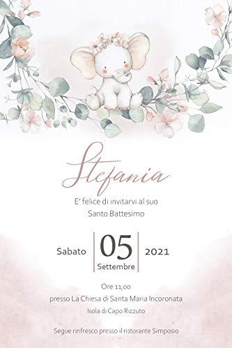 Inviti digitali battesimo elefantino rosa - partecipazioni battesimo bimba rosa SOLO FILE DA SCARICARE