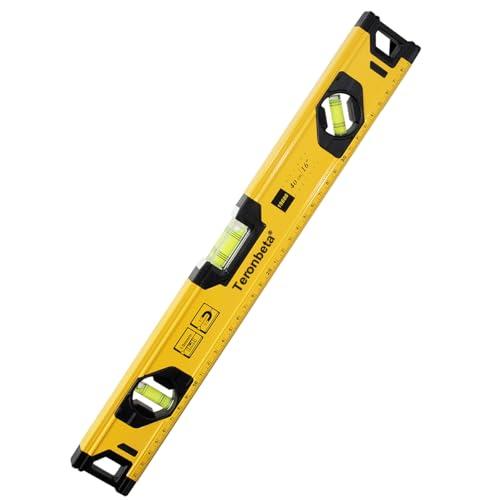 Teronbeta Livella a Bolla 40cm Livella Torpedo Magnetica con 3 Bolle (Orizzontale, Verticale,45 Gradi) e Prova di Urto Calotte Terminali in Gomma