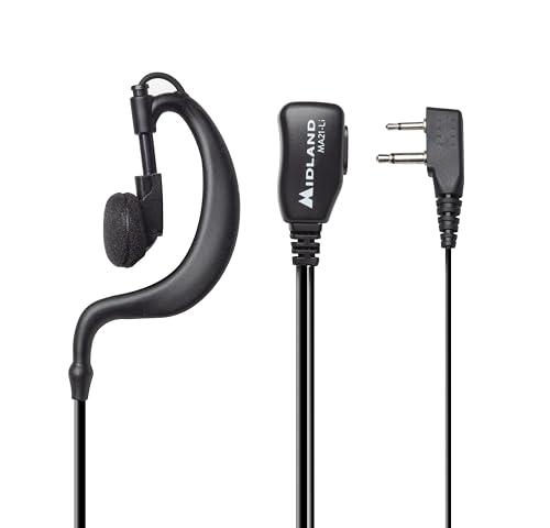 Midland - Auricolare con Archetto e Microfono MA21-Li Compatibile con Walkie Talkie G7, G9, Serie XT/XT PRO - Audio Cristallino, Connettore 2 Pin Tipo L, Design Regolabile, Funzione Push To Talk