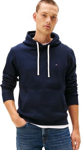 Tommy Hilfiger Uomo Felpa con Cappuccio Essential Fleece Regular Fit, Blu (Desert Sky), XL