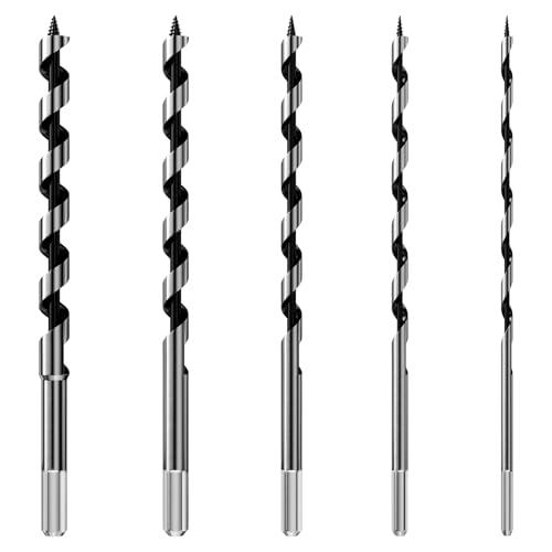 Ghazpmuk Set di 5 Punte Elicoidali per Legno, Auger Bit, Trapano a Spirale, Trivelle Elicoidali, Diametro 6/8/10/12/14mm, per Legno Morbido e Duro