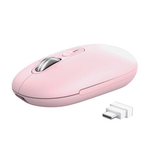 Trust Seron Mouse Wireless con Rotellina Ultra Rapida e Scorrimento Orizzontale, Bluetooth + 2.4GHz, 65% Plastica Riciclata, Pulsanti Silenziosi, Mouse Bluetooth Multi-Dispositivo per PC Mac, Rosa