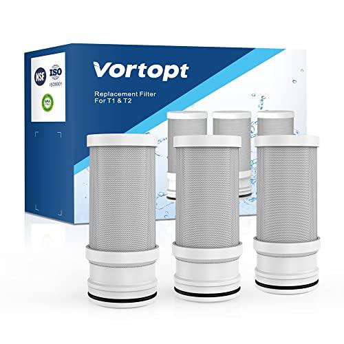 Vortopt Ricambio certificato NSF per acqua rubinetto T1-ACF/T2-ACF, 9-12 mesi di vita, riduce cloro, sapore e odore T1/T2 (confezione da 3)…