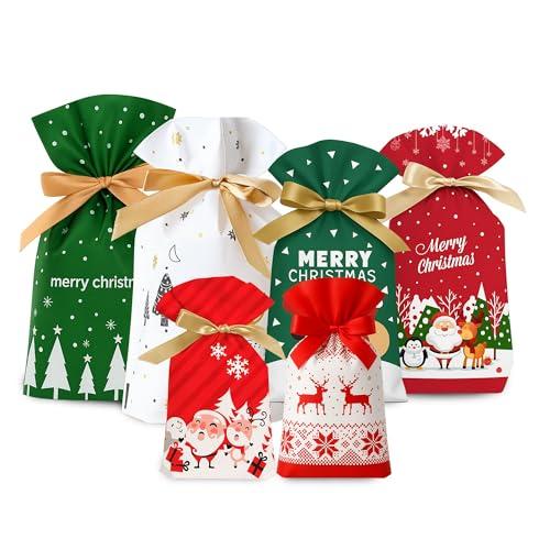 Set Da 36 Sacchetti Regalo Natale, Buste Natalizie Per Regali Comode e Resistenti, Sacchetti Per Regalo Natale Piccoli-Medi-Grandi, Sacchettini Caramelle Dolci Confetti