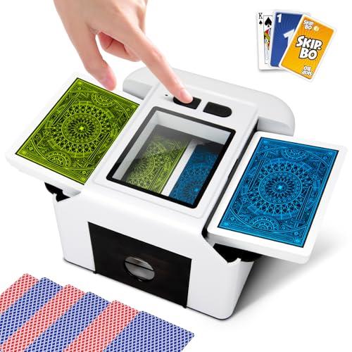 Ykall Mischia Carte Automatico 2000mAh,Mescolatore Carte da Gioco Elettrico per 1-2 Mazzi, Modalità Auto e Manuale, Ricaricabile, Basso Rumore, Card Shuffler per Poker/Blackjac (YKEU-XPQ-W)