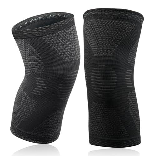 ACWOO Ginocchiera Ortopedica, 2 Pezzi Tutore Ginocchio per Uomo e Donne, Fascia a Compressione, Ginocchiera Sportiva Supporto per Artrite, Corsa, Dolore alle Articolazioni, Lesioni dei Legamenti (M)